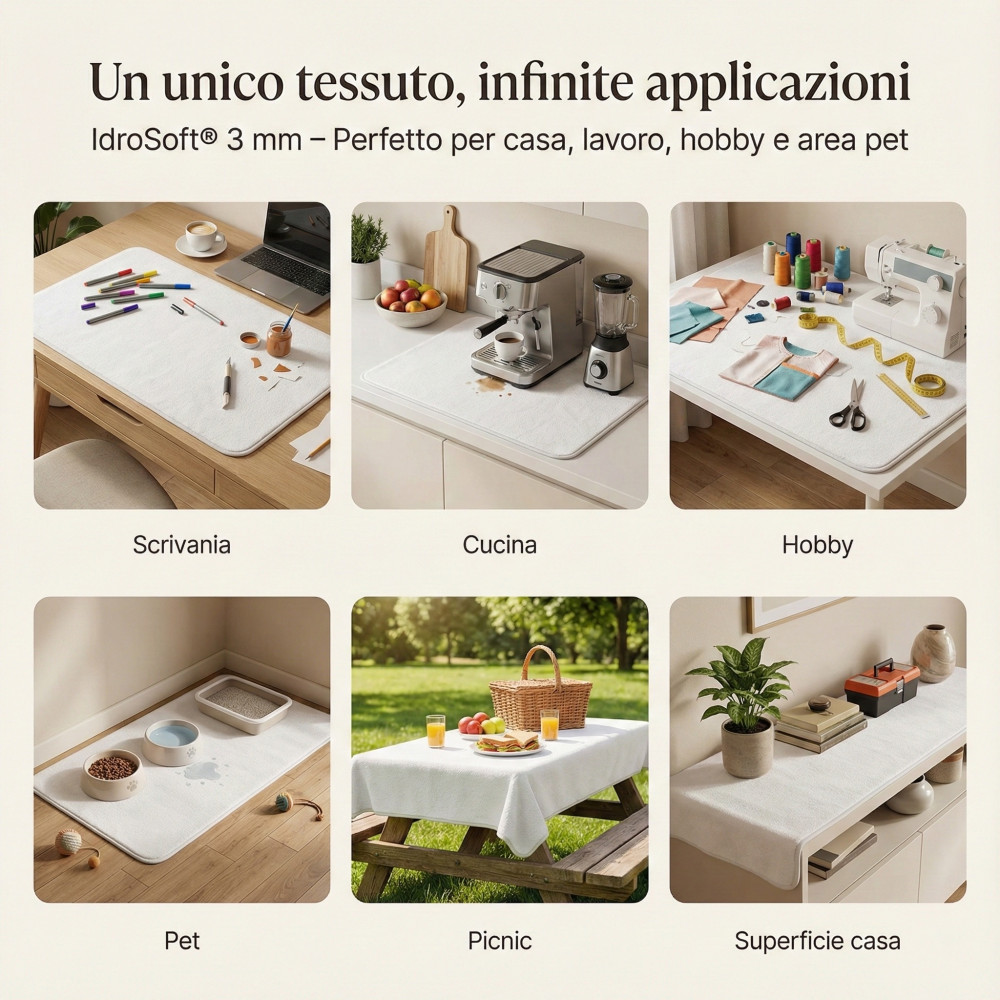 Waterproof Fabric PVC Cotton Sponge 3mm - Mattress Cover, Sofa Saver, Cradle and Pet Protection - Made in Italy