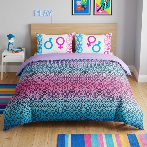 Kamasutra Duvet Cover - 100% Cotton Erotic Bed Set with Double Face Pillowcases - Made in Italy, Spicy Gift Idea