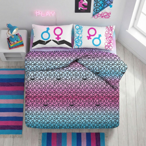 Funda Nórdica Kamasutra - Juego de Cama Erótica 100% Algodón con Fundas de Almohada de Doble Cara - Made in Italy, Idea de Regal