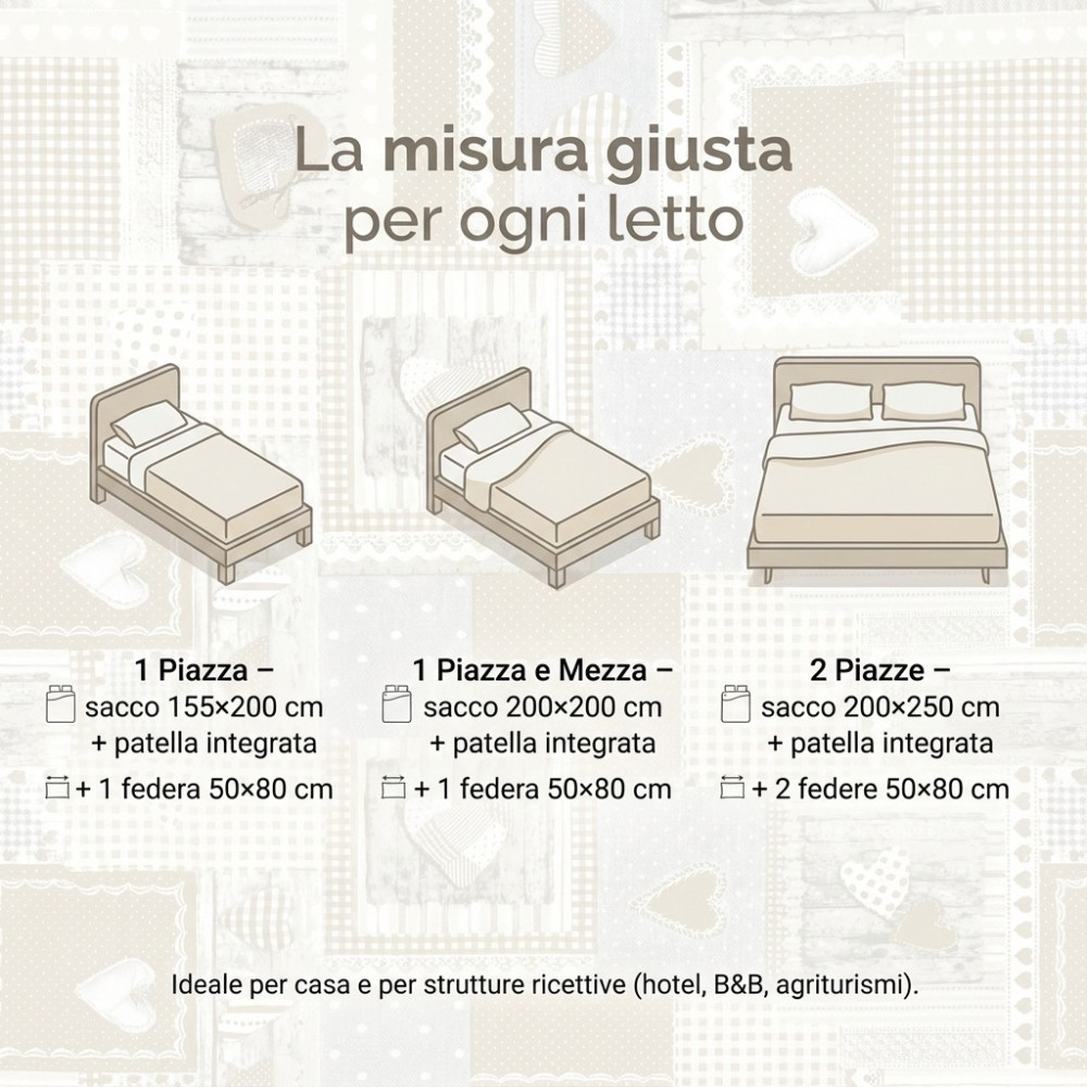 Housse de couette tyrolienne coeurs « Aprica » Beige – 100 % coton artisanal Made in Italy