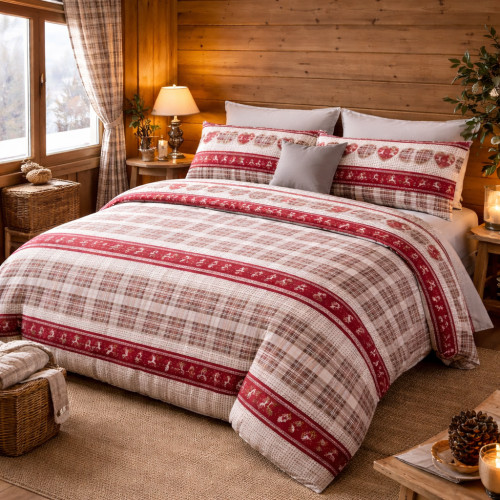 BALME TYROLEAN DUVET COVER WITH CUSHION in pure cotton