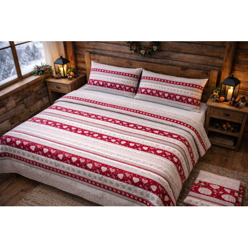 COMPLETO lenzuolo TIROLESE dis. CORVARA in puro cotone Made in Italy