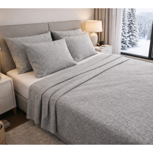 Grey Flannel Winter Sheet Set Boy - Anti-Pilling Fleece Cotton - Made in Italy