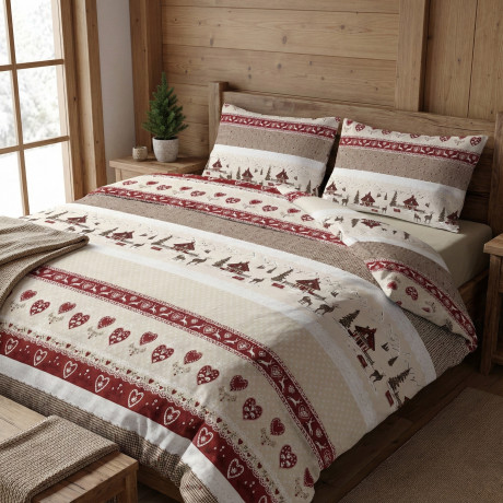 Tyrolean duvet cover dis. VALBADIA RED mountain