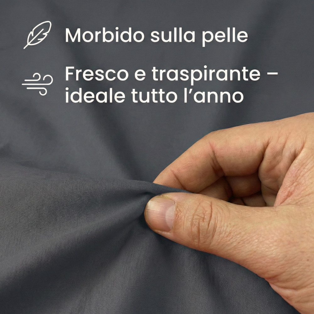 Ensemble de draps 100% coton gris plomb fort, parure de lit lavable de couleur unie, doux, confortable, fabriqué en Italie