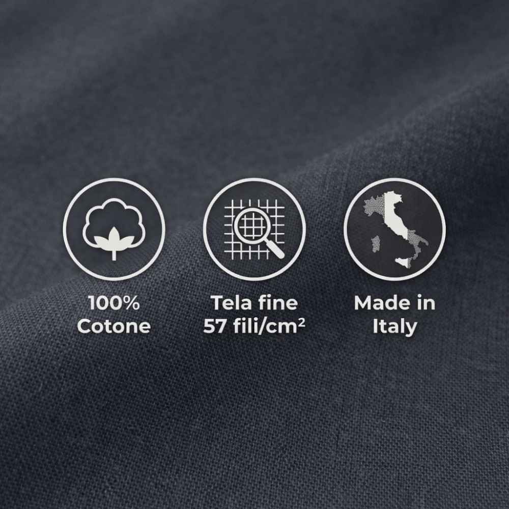 Juego de sábanas Strong Lead Grey 100% Algodón, Juego de Cama Lavable de Color Liso, Suave, Cómodo, Made in Italy