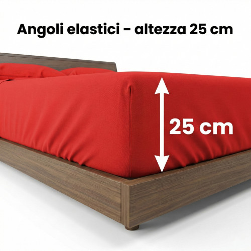 JUEGO DE SÁBANAS SÁBANAS FUERTE color sólido ROJO ALGODÓN puro Made in Italy