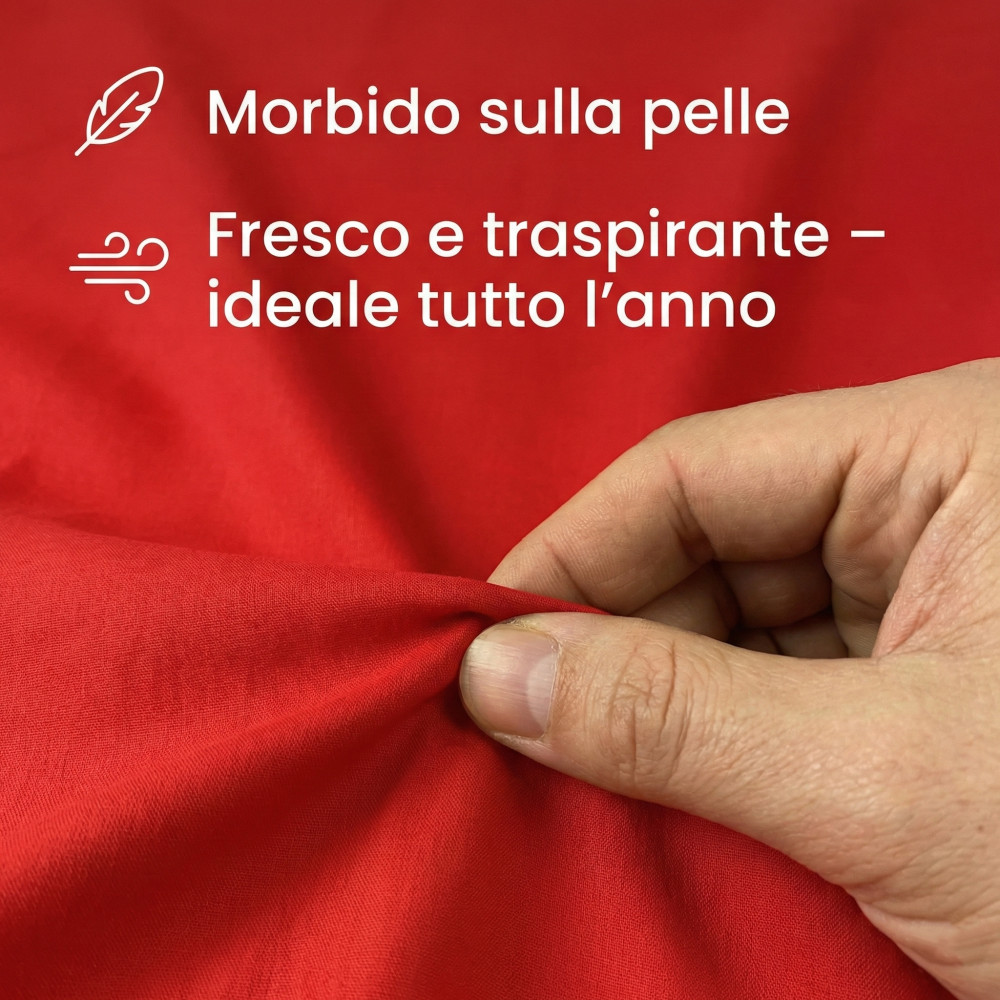 STRONG SHEETS Bettwäsche-Set einfarbig ROT reine BAUMWOLLE Made in Italy