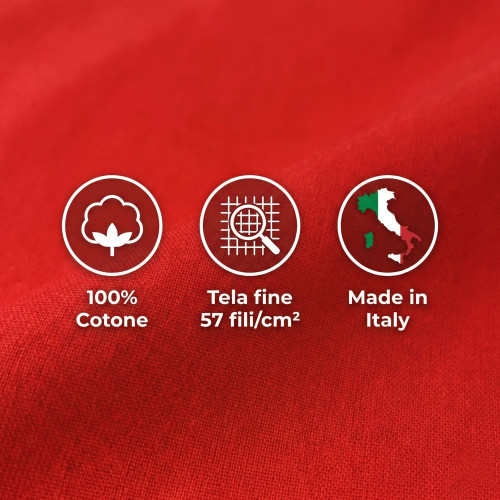 Set de Draps de Lit en Coton en couleur unie rouge STRONG fabriqué en Italie
