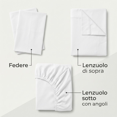 STRONG SHEETS sheet set solid color WHITE pure COTTON Made in Italy