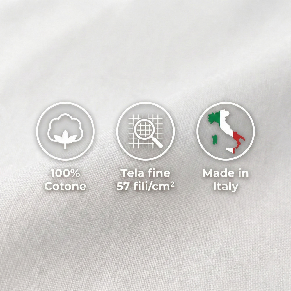 COMPLETO lenzuolo STRONG LENZUOLA tinta unita BIANCO puro COTONE Made in Italy