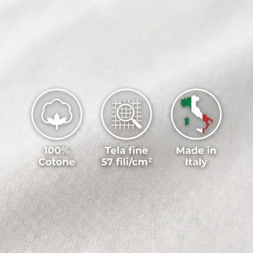 Juego de sábanas STRONG SHEETS color liso BLANCO puro ALGODÓN Made in Italy