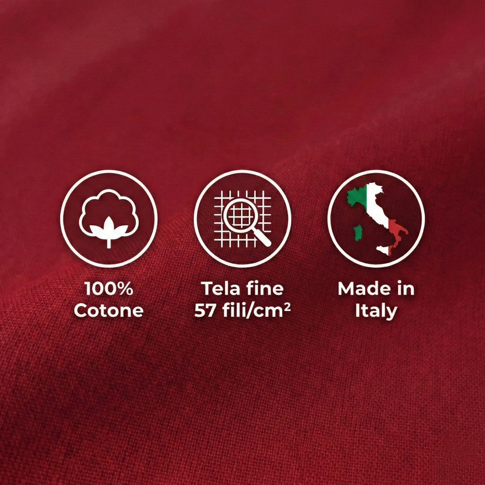 Juego de sábanas STRONG SHEETS color liso BURDEOS ALGODÓN puro Made in Italy