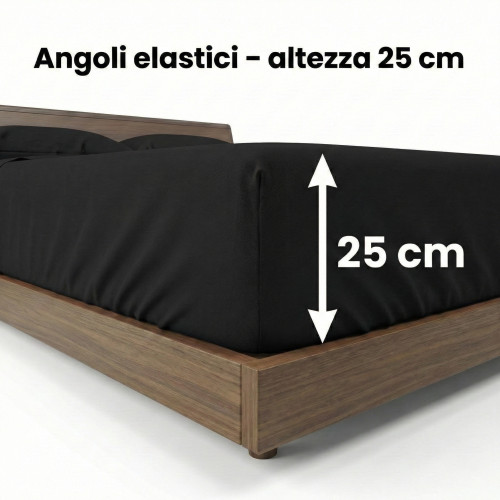 SHEET SET STRONG SHEETS solid color BLACK pure COTTON Made in Italy