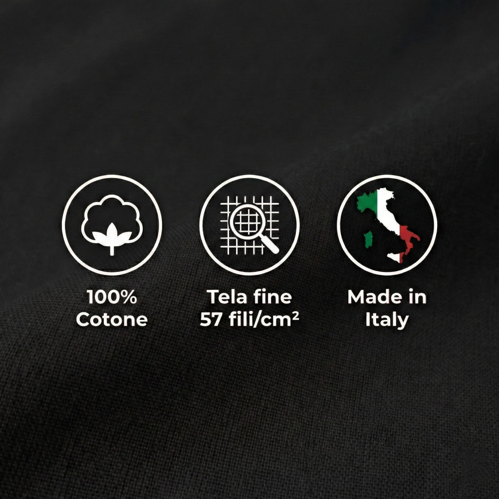 JUEGO DE SÁBANAS SÁBANAS FUERTES color liso NEGRO ALGODÓN puro Hecho en Italia