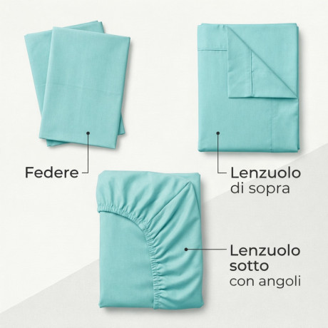 SHEET SET STRONG SHEETS solid color GREEN pure COTTON Made in Italy