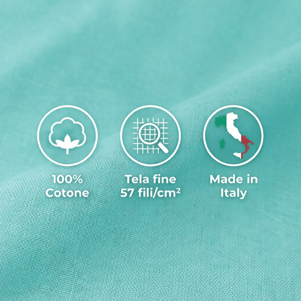 JUEGO DE SÁBANAS SÁBANAS FUERTES color liso VERDE ALGODÓN puro Hecho en Italia