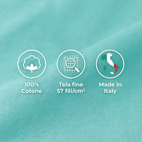 JUEGO DE SÁBANAS SÁBANAS FUERTES color liso VERDE ALGODÓN puro Hecho en Italia
