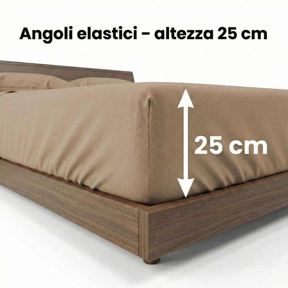 SHEET SET STRONG SHEETS solid color HAZELNUT pure COTTON Made in Italy