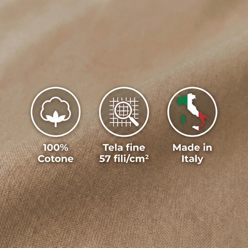 Set de Draps de Lit en Coton en couleur unie noisette STRONG fabriqué en Italie
