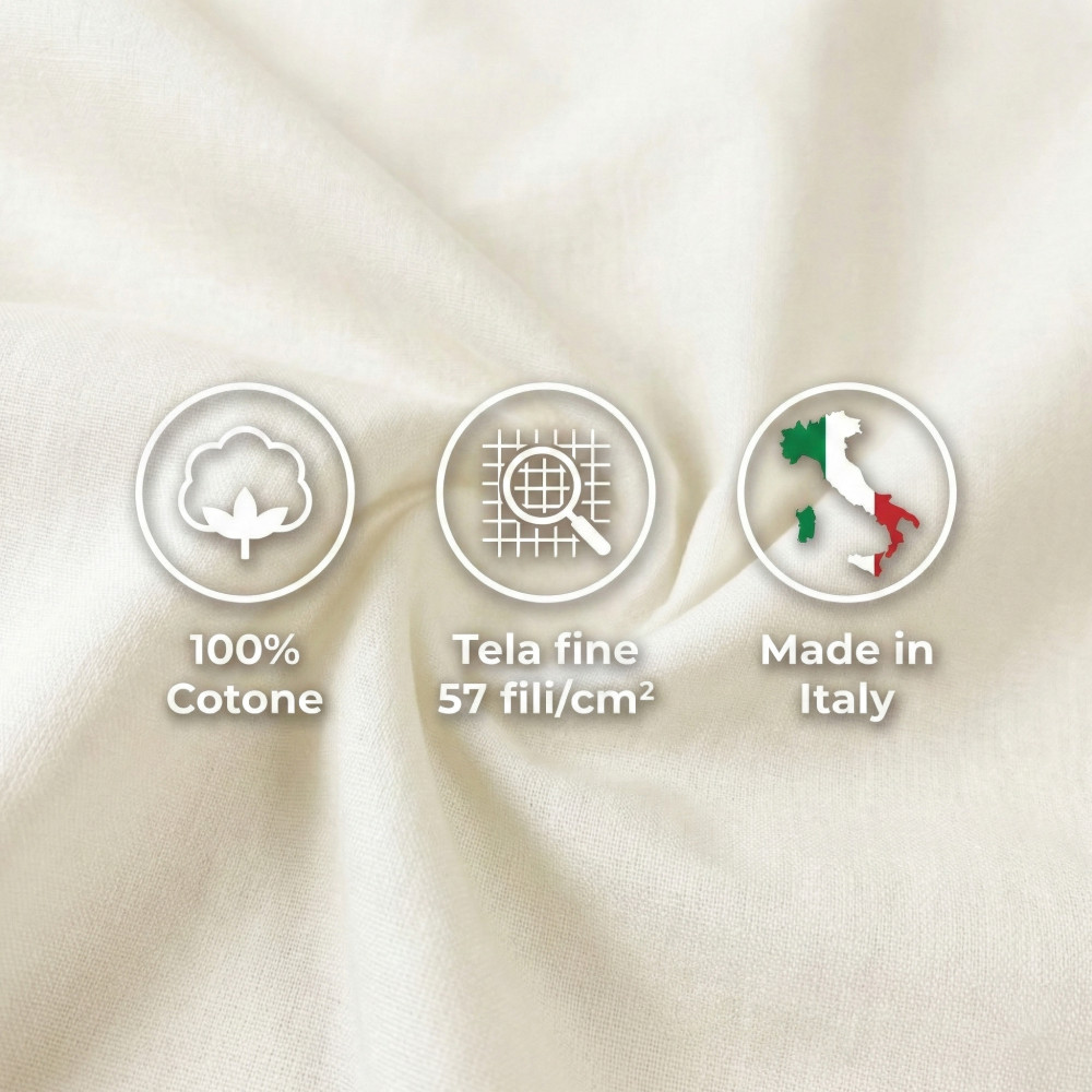 Set de Draps de Lit en Coton en couleur unie crème STRONG fabriqué en Italie