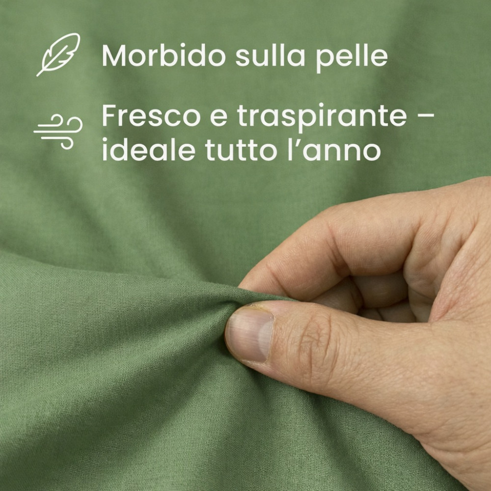 SHEET SET STRONG SHEETS plain PRAIRIE GREEN pure COTTON Made in Italy