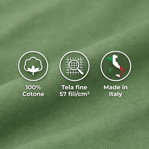 COMPLETO lenzuolo STRONG LENZUOLA tinta unita VERDE PRATERIA puro COTONE Made in Italy