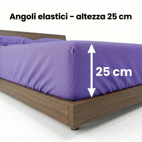Set de Draps de Lit en Coton en couleur unie lilas STRONG fabriqué en Italie