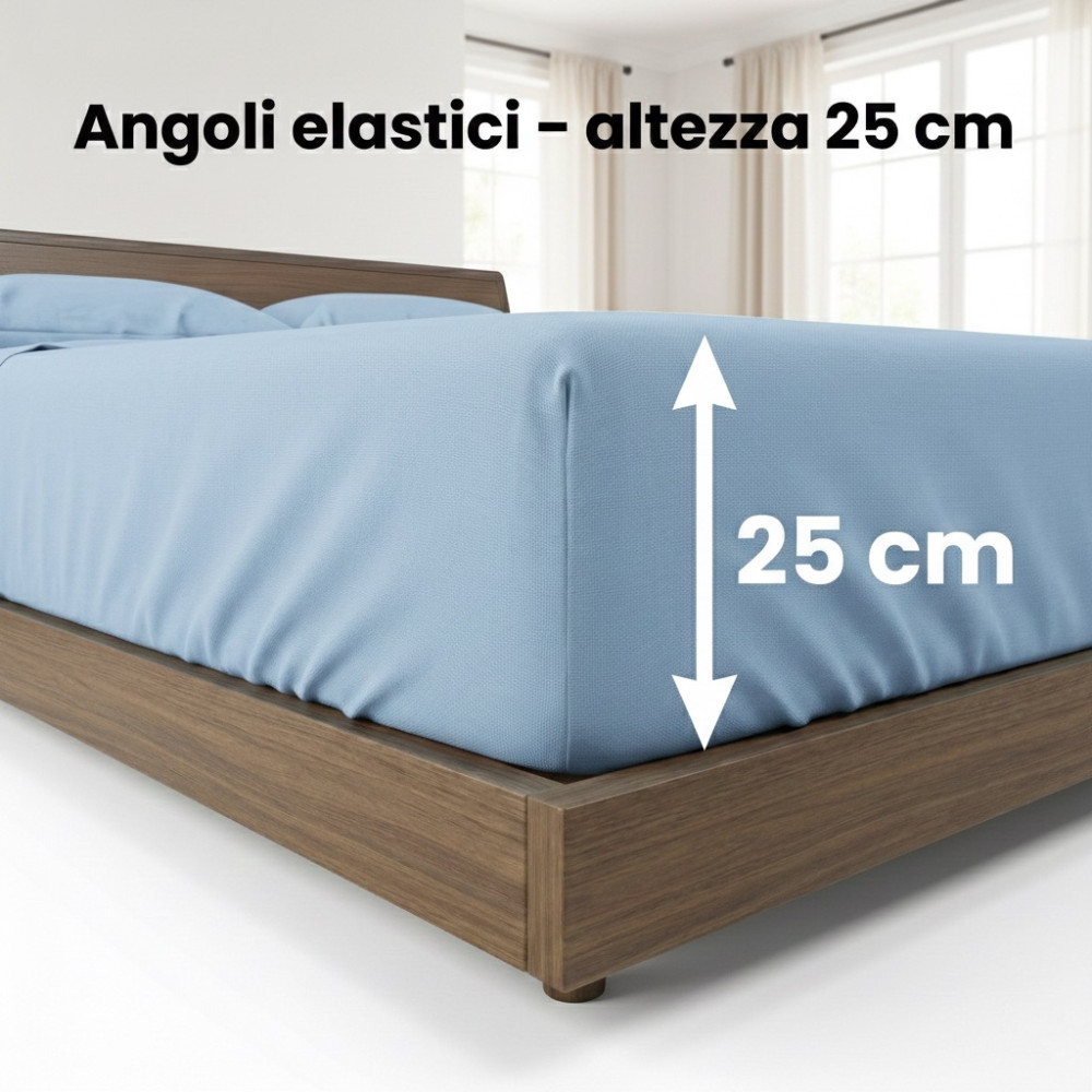 STRONG SHEETS Bettwäsche-Set einfarbig HELLBLAU reine BAUMWOLLE Made in Italy