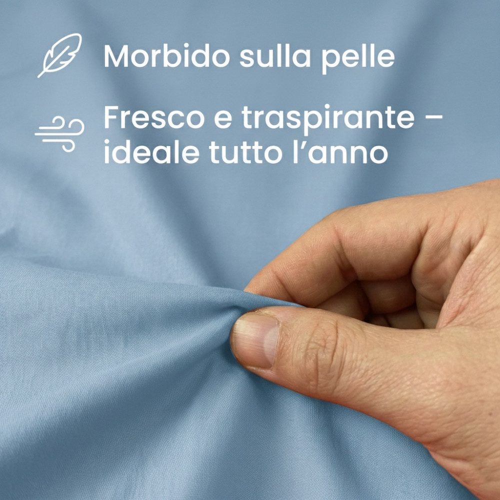 Juego de sábanas STRONG SHEETS color liso AZUL CLARO puro ALGODÓN Made in Italy