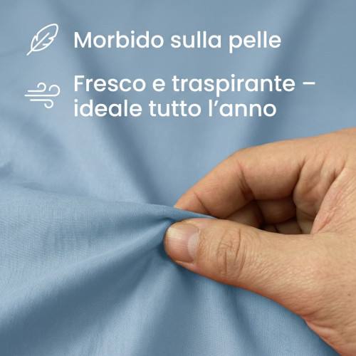 Juego de sábanas STRONG SHEETS color liso AZUL CLARO puro ALGODÓN Made in Italy