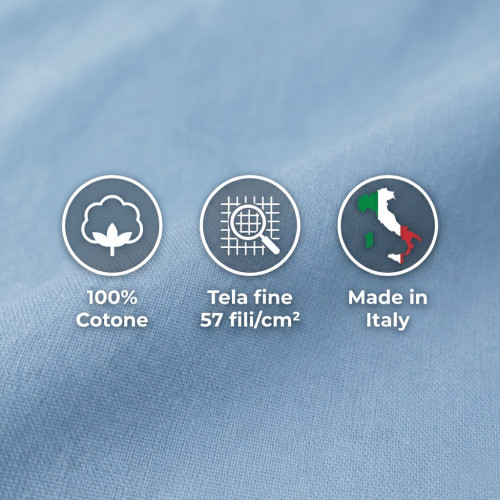 STRONG SHEETS Bettwäsche-Set einfarbig HELLBLAU reine BAUMWOLLE Made in Italy