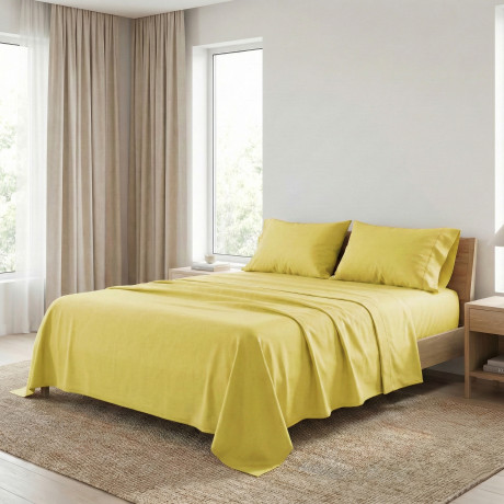 SHEET SET STRONG SHEETS solid color YELLOW pure COTTON Made in Italy