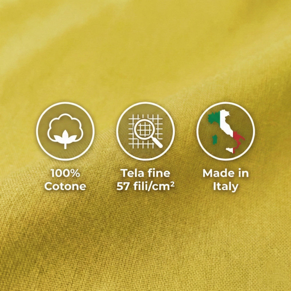 SHEET SET STRONG SHEETS solid color YELLOW pure COTTON Made in Italy