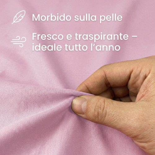 SHEET SET STRONG SHEETS solid color PINK pure COTTON Made in Italy