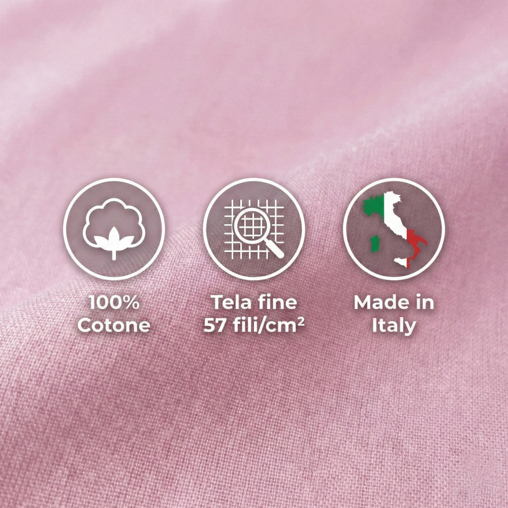 Set de Draps de Lit en Coton en couleur unie rose STRONG fabriqué en Italie
