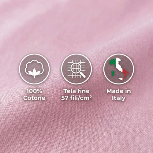 JUEGO DE SÁBANAS SÁBANAS FUERTES color liso ROSA ALGODÓN puro Hecho en Italia