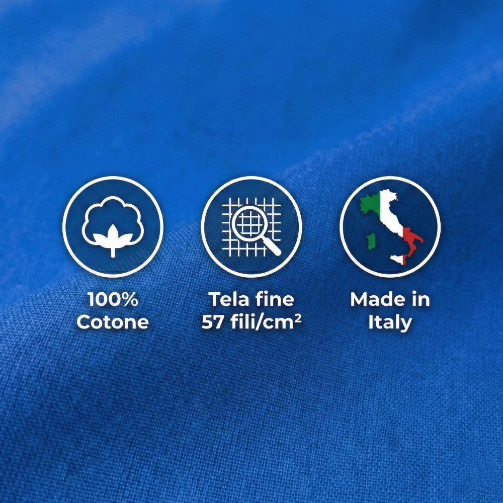 Set de Draps de Lit en Coton en couleur unie bluette STRONG fabriqué en Italie