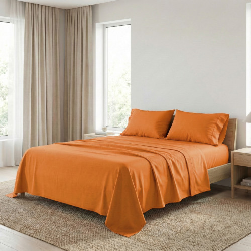 STRONG SHEETS Bettwäsche-Set einfarbig ORANGE reine BAUMWOLLE Made in Italy