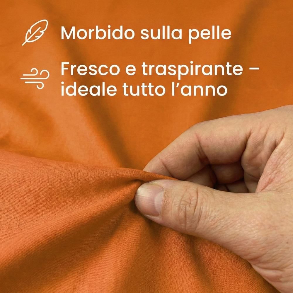 Set de Draps de Lit en Coton en couleur unie orange STRONG fabriqué en Italie