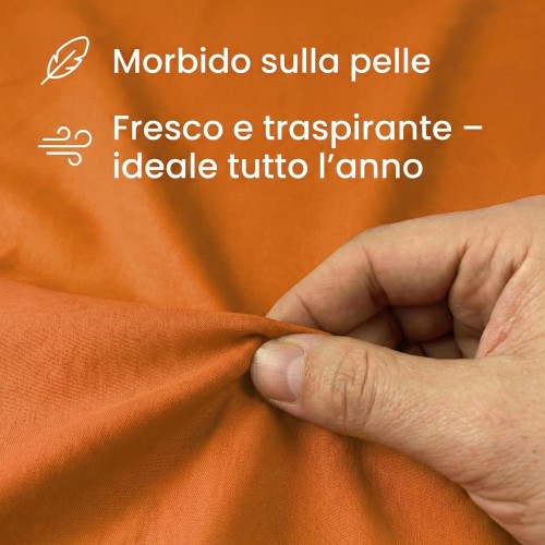 Set de Draps de Lit en Coton en couleur unie orange STRONG fabriqué en Italie