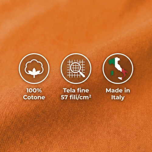 Juego de sábanas STRONG SHEETS color liso NARANJA puro ALGODÓN Made in Italy
