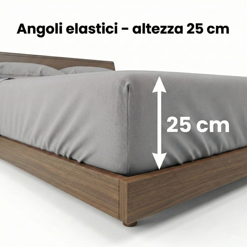 BETTWÄSCHE SET STRONG SHEETS einfarbig GRAU reine BAUMWOLLE Made in Italy