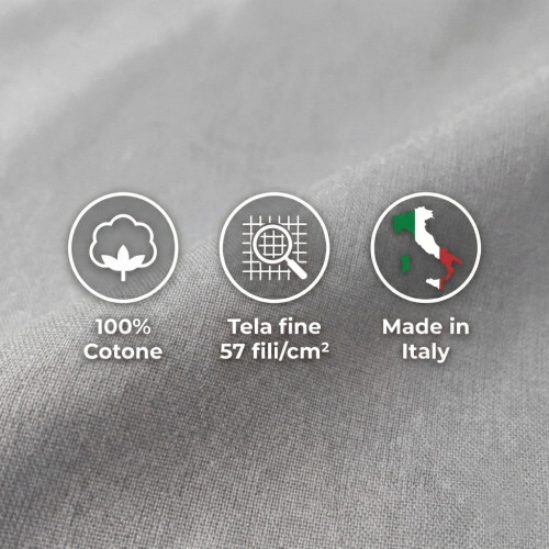 Set de Draps de Lit en Coton en couleur unie gris STRONG fabriqué en Italie