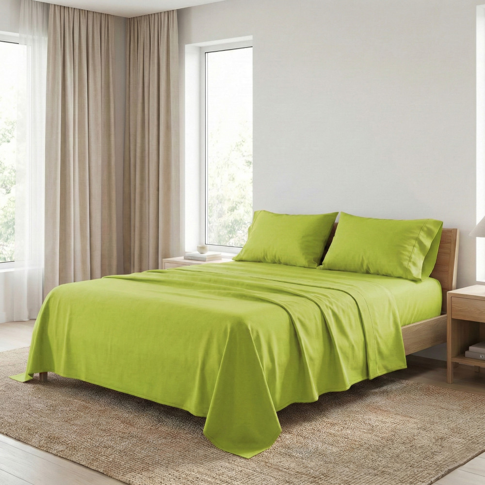 SHEET SET STRONG SHEETS solid color ACID GREEN pure COTTON Made in Italy