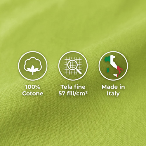 COMPLETO lenzuolo STRONG LENZUOLA tinta unita VERDE ACIDO puro COTONE Made in Italy