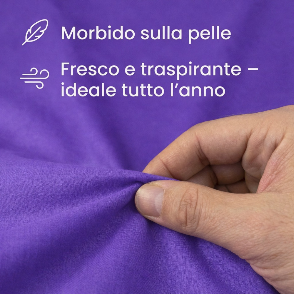 SHEET SET STRONG SHEETS solid color PURPLE pure COTTON Made in Italy