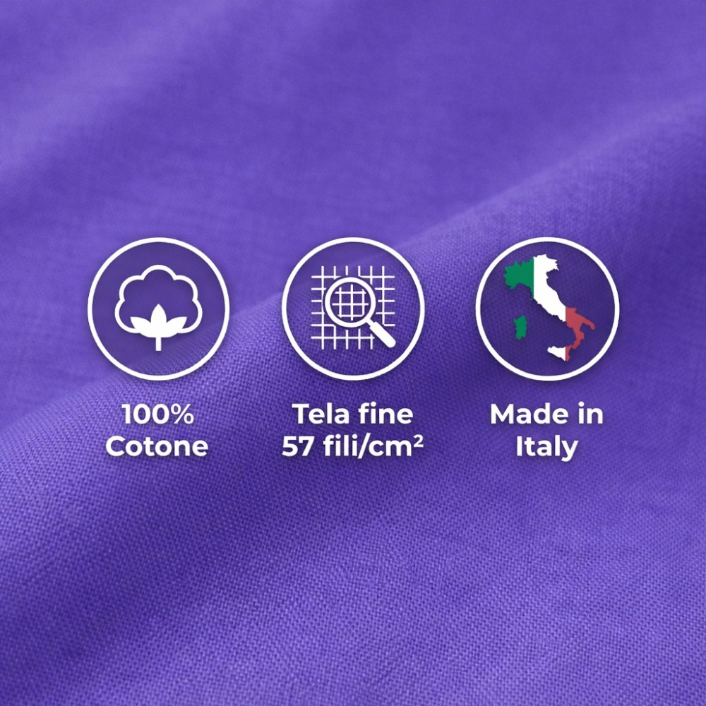 LAKEN-SET STARKE LAKEN einfarbig LILA reine BAUMWOLLE Made in Italy