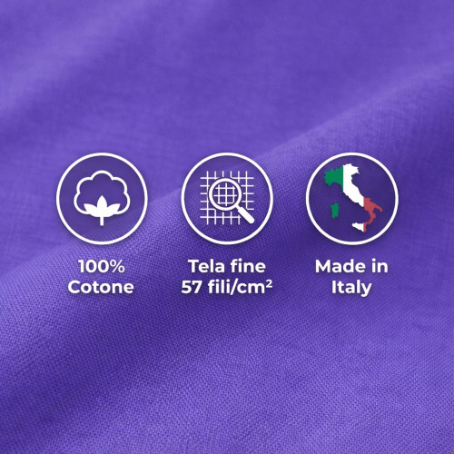 JUEGO DE SÁBANAS SÁBANAS FUERTES color liso PÚRPURA ALGODÓN puro Hecho en Italia