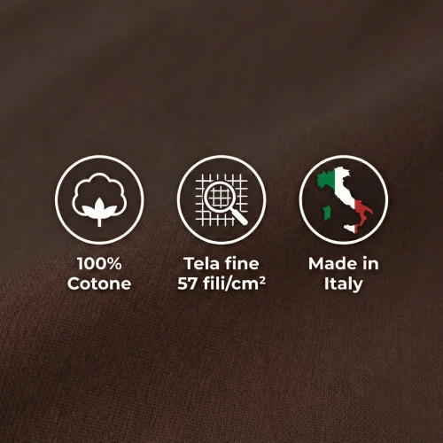 Juego de sábanas STRONG SHEETS color liso MARRÓN ALGODÓN puro Made in Italy